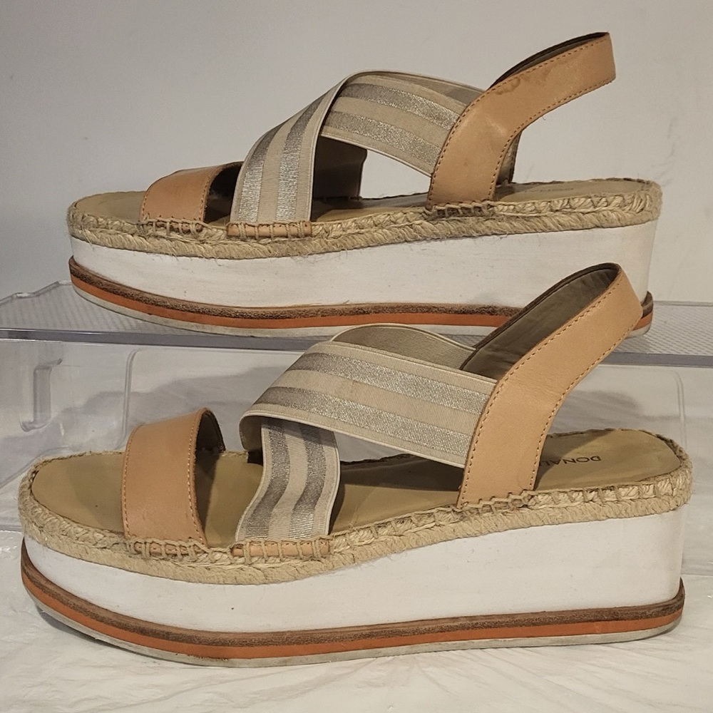 Donald J. Pliner Tan and Cream Platform Sandals